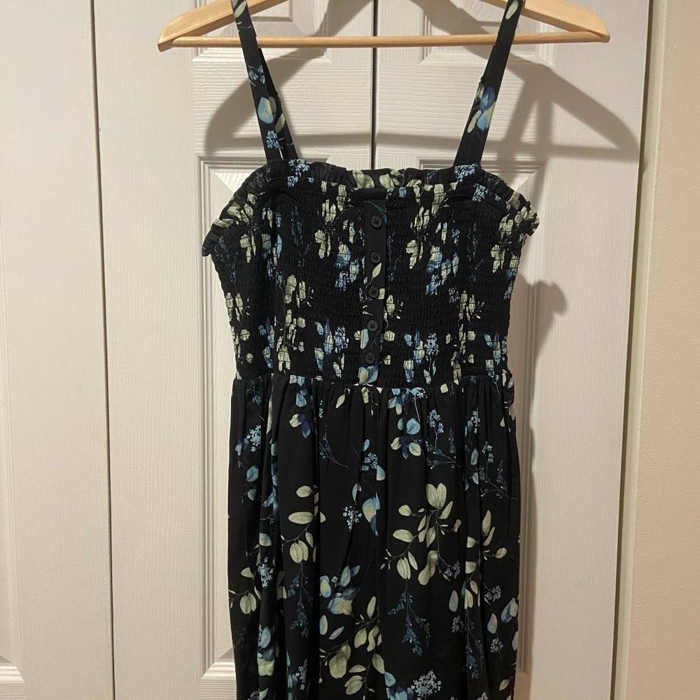 torrid Black Floral Smocked Tank Tunic